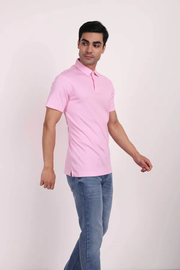 One_Sky_Solid_Men_Polo_Neck_Pink_T-Shirt